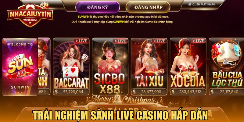 Trải nghiệm sảnh live casino hấp dẫn 